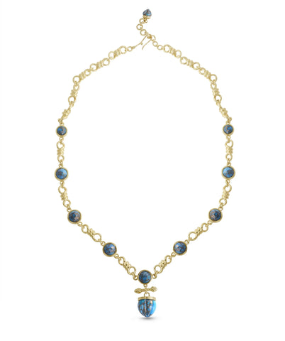 Twisted Rays Turquoise Necklace in 14K Yellow Gold Plated Sterling Silver