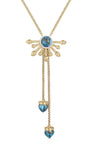 Golden Rays Turquoise Half Sun Diamond Lariat Necklace in 14K Yellow Gold Plated Sterling Silver