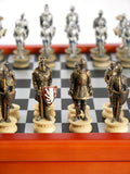 Chess Set - Armored Knights Chess Pieces on Cherry Chest