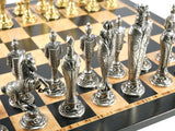 Chess Set - Renaissance Metal Men on Ebony/Maple Chess Board