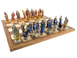 Chess Set - King Arthur Resin Chessmen on Walnut/Maple Chess Board