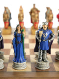 Chess Set - King Arthur Resin Chessmen on Walnut/Maple Chess Board