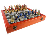 Chess Set - King Arthur Resin Chessmen on Cherry Chest