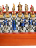 Chess Set - King Arthur Resin Chessmen on Cherry Chest