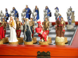 Chess Set - King Arthur Resin Chessmen on Cherry Chest