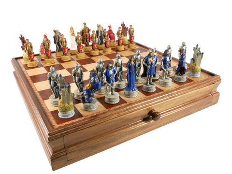 Chess Set - King Arthur Painted Resin on 15