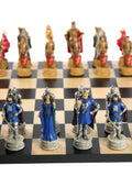 Chess Set - King Arthur Resin Chessmen on Black/Maple Chess Board