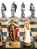 Chess Set - King Arthur Resin Chessmen on Black/Maple Chess Board