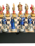 Chess Set - King Arthur Resin Chessmen in Black/Maple Chest