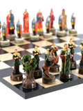 Chess Set -Robin Hood Resin Chessmen on Black/Maple Chess Board