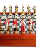 Chess Set - American Revolution Resin Chessmen on Cherry Stained Chest