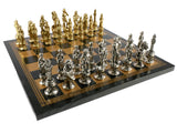 Chess Set - Florence Metal Men on Faux Leather Chess Board