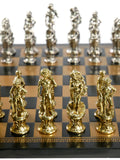 Chess Set - Florence Metal Men on Faux Leather Chess Board