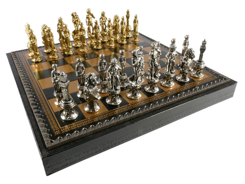 Chess Set - Florence Metal Men on Faux Leather Chest