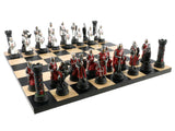 Chess Set - Crusades Resin Chessmen on Black/Maple Maple Chess Board