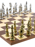 Chess Set- Florence Metal Chessmen on Dark Rosewood/Maple Basic Board