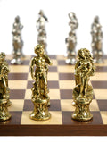 Chess Set- Florence Metal Chessmen on Dark Rosewood/Maple Basic Board