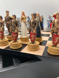 Chess Set - King Arthur Resin Chessmen in Black/Maple Chest