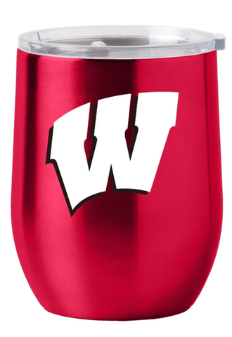 Wisconsin Badgers Travel Tumbler 16oz Stainless Steel Curved