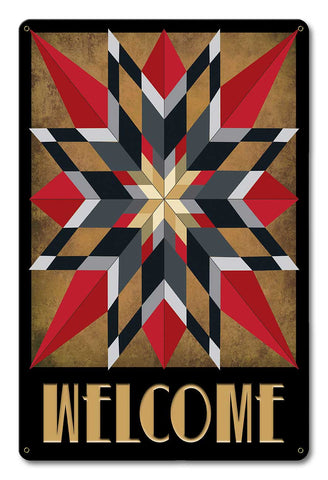 16 Point Star Welcome Metal Sign