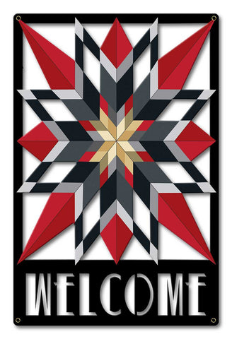 16 Point Star Welcome Metal Sign