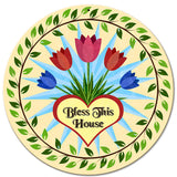 Tulips Hex Sign 14 x 14 Round Metal Sign