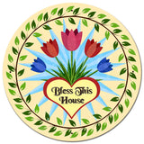 Tulips Hex Sign 28 x 28 Round Metal Sign