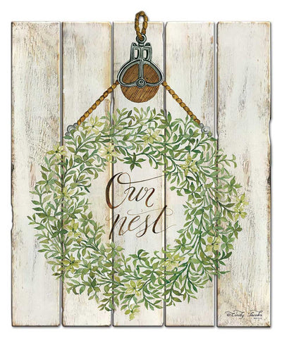 Wreath Sage Our Nest Vintage Sign Metal Sign