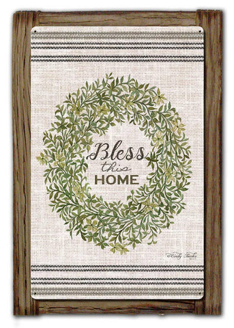 Wreath Bless This Wood Framed Vintage Sign Metal Sign