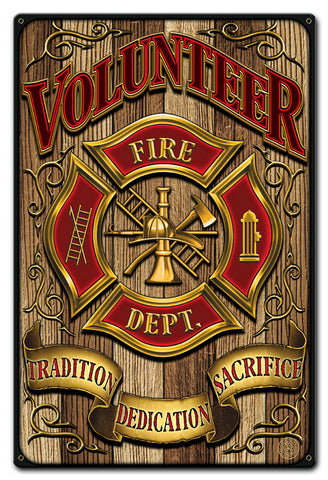 Volunteer Fire Dept Vintage Sign Metal Sign