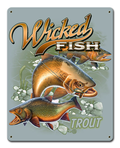 Trout Wicked Fishing Vintage Sign Metal Sign