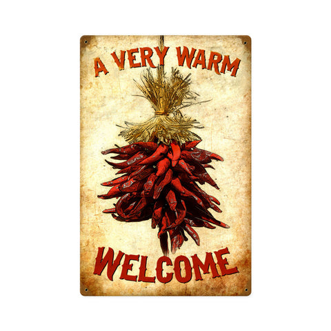 Welcome Chilies Vintage Sign Metal Sign