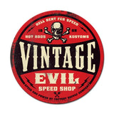 VE002 Red Round Vintage Sign Metal Sign