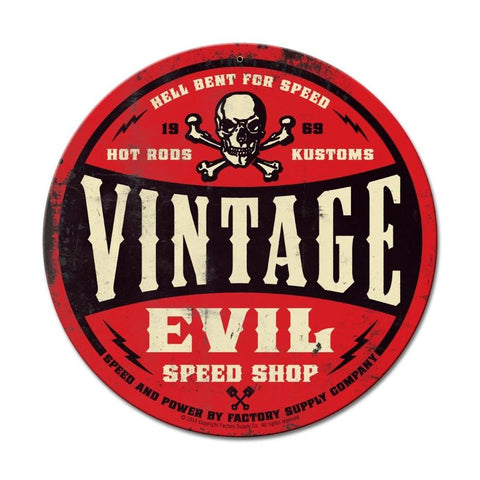 VE002 Red Round Vintage Sign Metal Sign