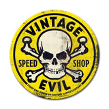 VE007 Round Yellow Vintage Sign Metal Sign