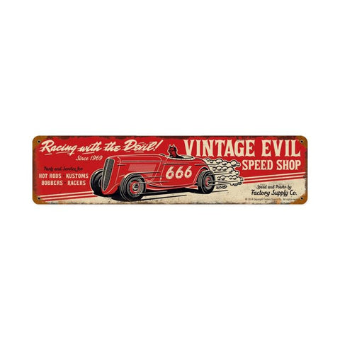 Vintage Evil Racing Devil Vintage Sign Metal Sign