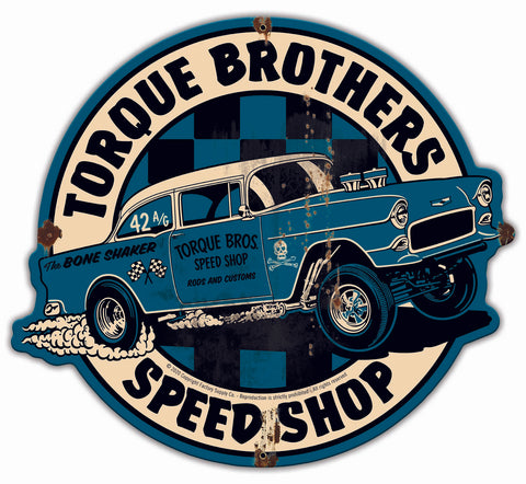 Torque Bros 55 Chevy Gasser Metal Sign