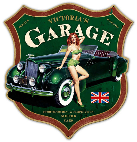 Victoria's Garage Metal Sign