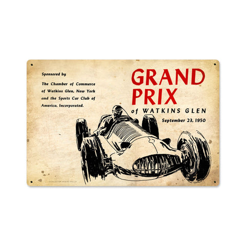 Watkins Glen Grand Prix Vintage Sign Metal Sign