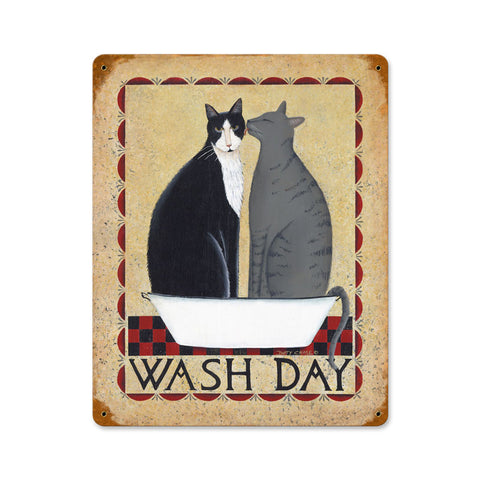 Wash Day Cats Vintage Sign Metal Sign