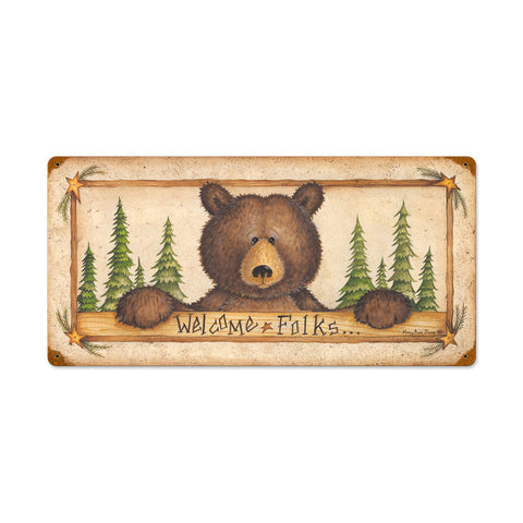 Welcome Folks Vintage Sign Metal Sign