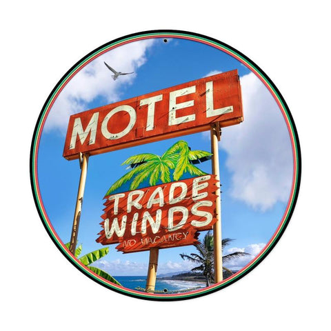 Trade Winds Motel Round Xl Vintage Sign Metal Sign