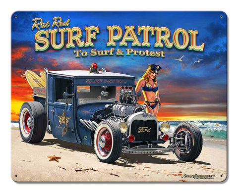 1929 Rat Rod Surf Patrol Vintage Sign Metal Sign