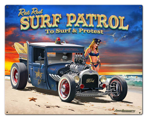 1929 Rat Rod Surf Patrol Vintage Sign Metal Sign