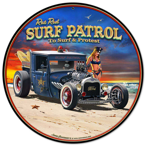 1929 Rat Rod Surf Patrol Vintage Sign Metal Sign