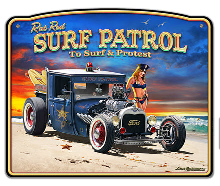 1929 Rat Rod Surf Patrol Frame Vintage Sign Metal Sign