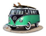 VW BUS CUT OUT GREEN Metal Sign