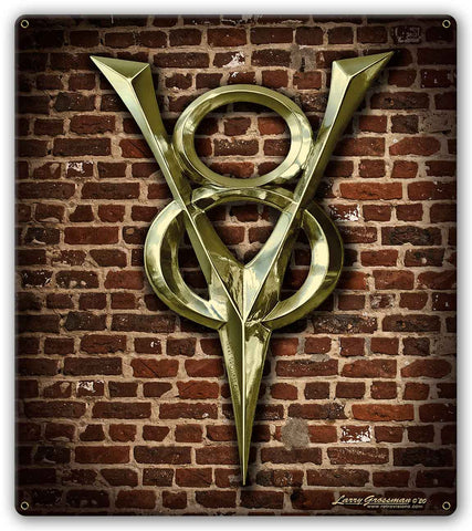 1930 V-8 Brick Wall Metal Sign