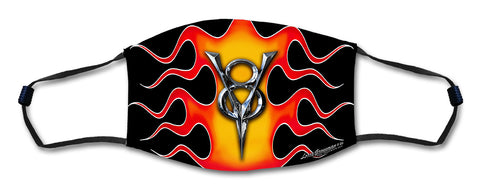 V-8 Flames Face Mask Metal Sign