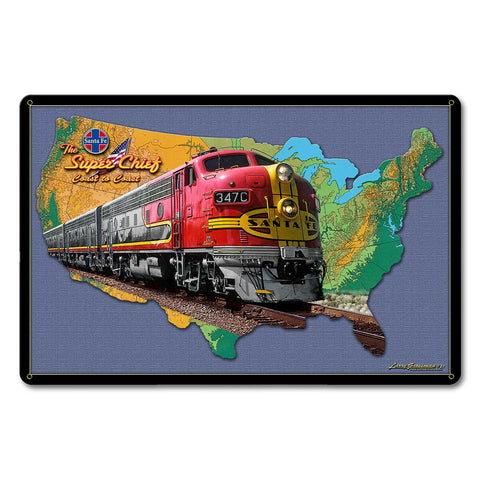 TRAIN MAP 18 x 12 Satin Metal Sign